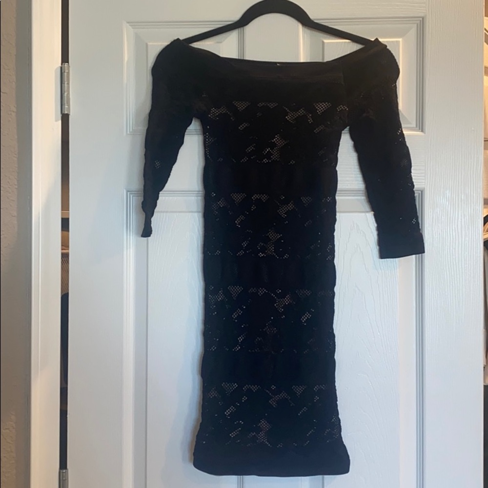 Off the shoulder black Bebe dress